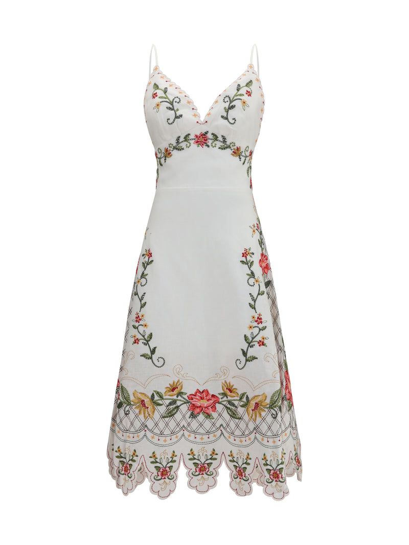 Farm Rio Farm Rio Embroidered Midi Dress Off White - World Class Fashion