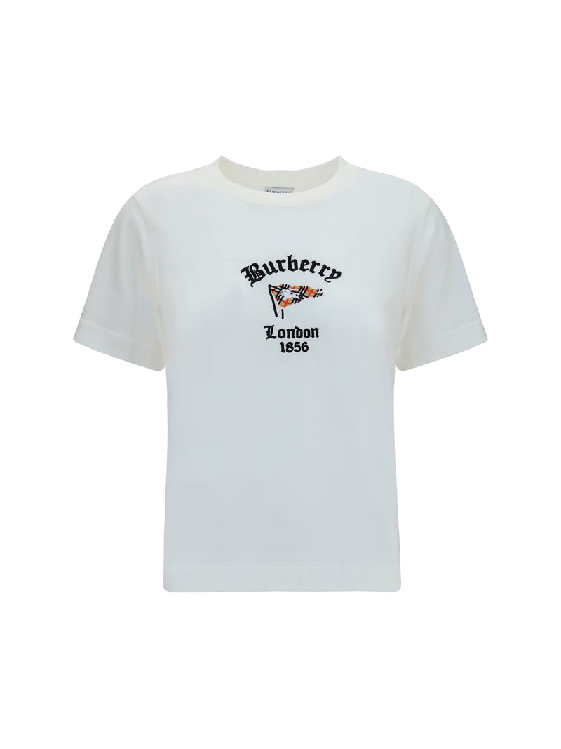 Burberry Burberry Cotton T-shirt with Check Flag Chalk - World Class Fashion