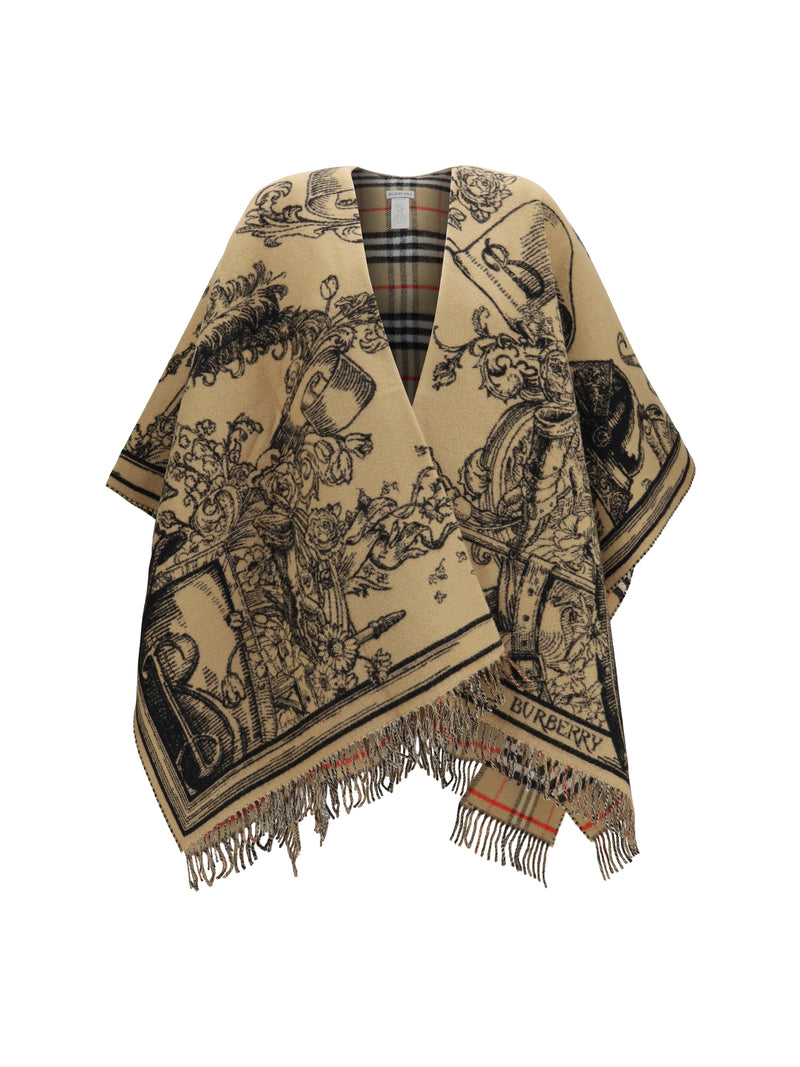 Burberry Burberry Wool Knight-motif Cape Archive Beige - World Class Fashion