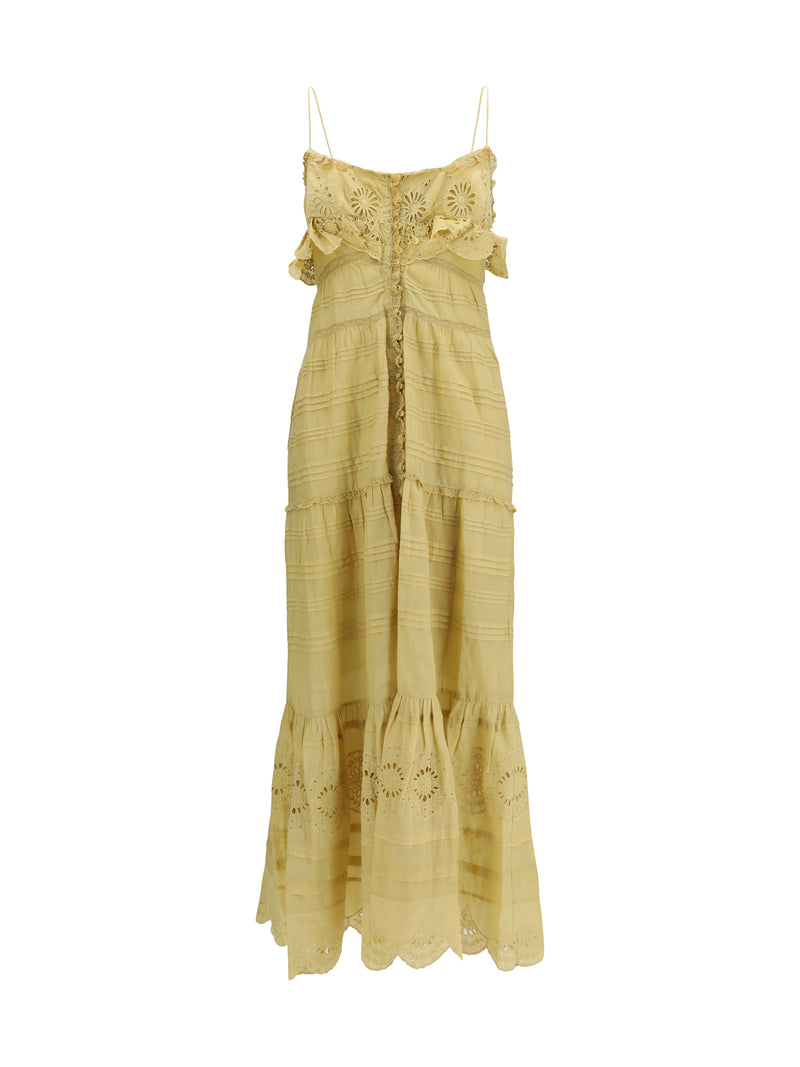 Marant Étoile Marant Étoile Paule Long Ruffled Dress Light Ochre - World Class Fashion