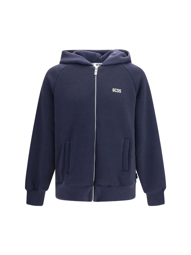 Gcds Gcds Hooded Sweatshirt Back Logo Dark Blue/Bone - World Class Fashion