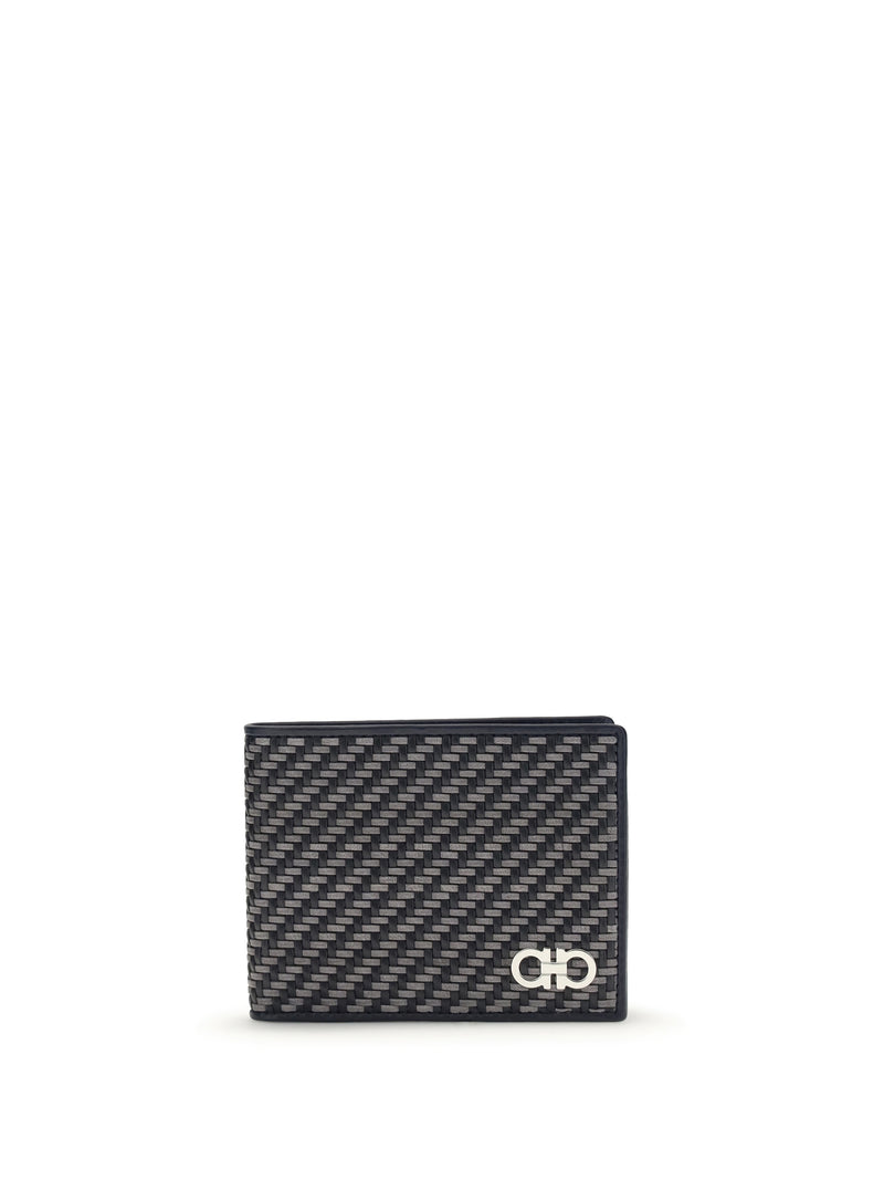 Ferragamo Ferragamo Woven Leather Wallet New Navy/Dark Grey - World Class Fashion