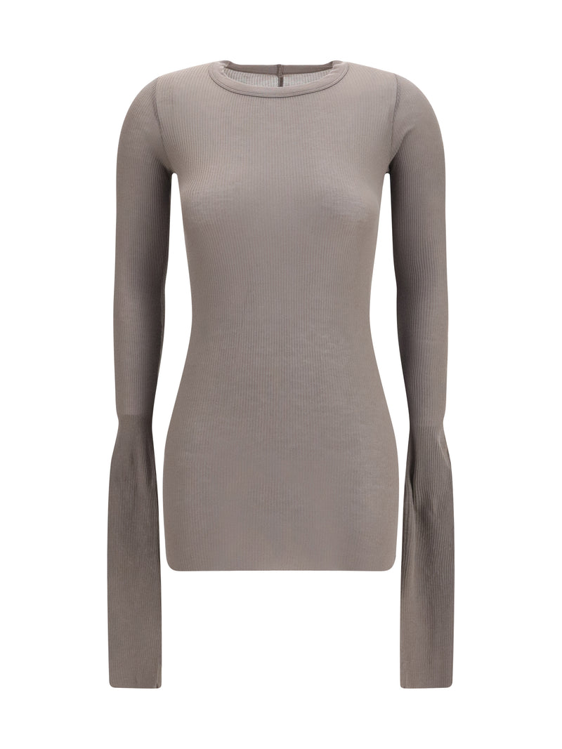 Rick Owens Rick Owens Long-sleeve Ribbed Top Dust Women - World Class Fashion