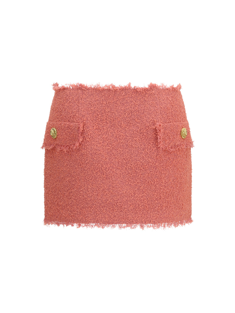 Balmain Balmain Tweed Mini Skirt Rose Women - World Class Fashion