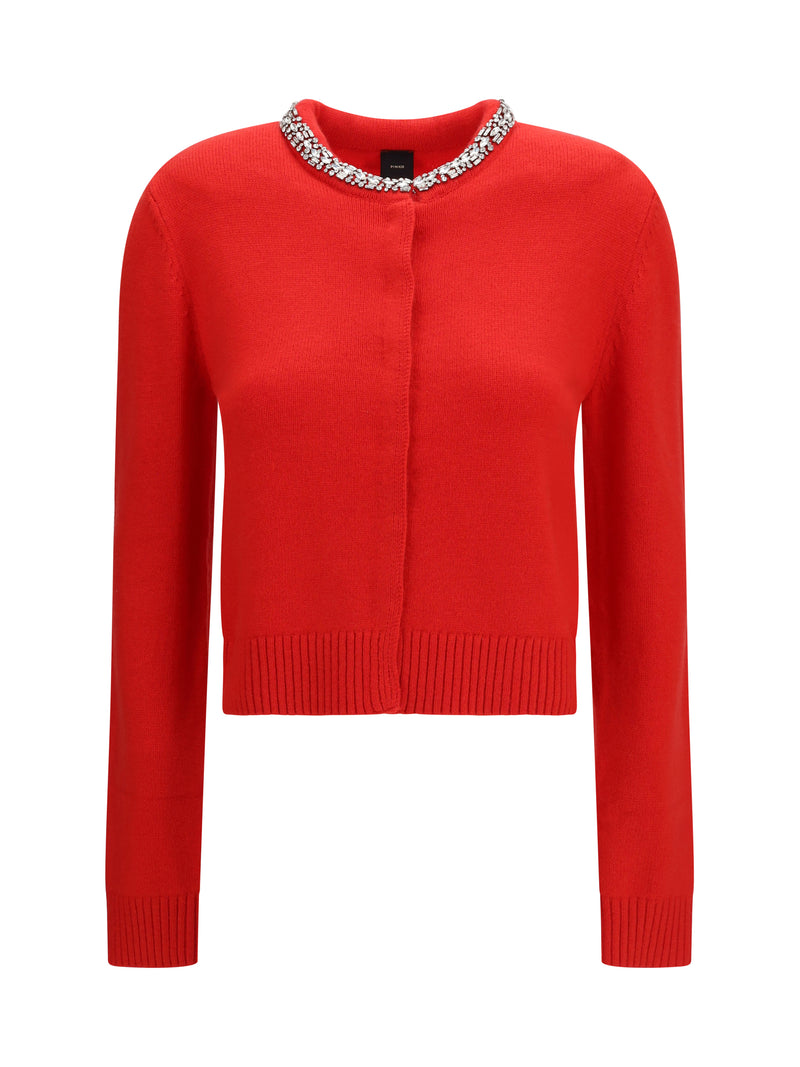 Pinko Pinko Colonia Cardigan With Jewel Collar Red - World Class Fashion