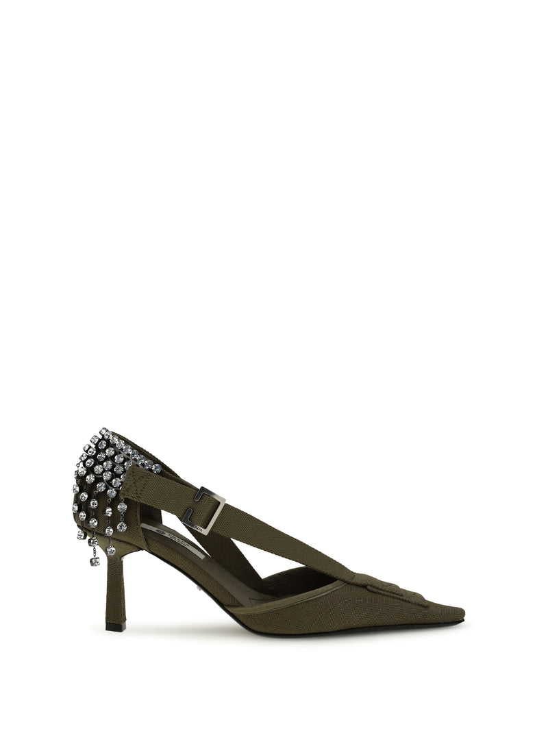 Prada Zapatos de salón de lona Prada con cristales Militare - World Class Fashion