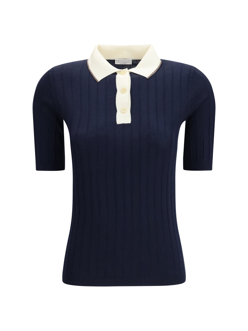 Brunello Cucinelli Brunello Cucinelli Short Sleeve Polo Virgin Wool Cashmere Blue - World Class Fashion