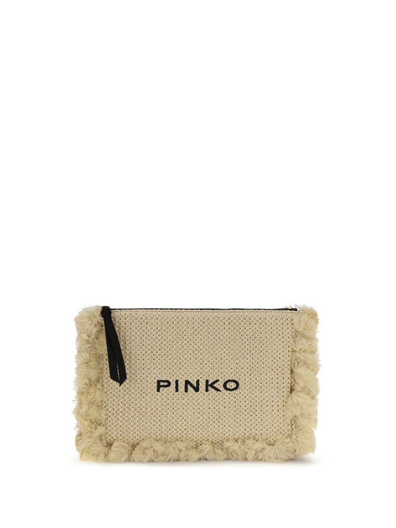 Pinko Pinko Flat Handle Clutch Paglia/Nero-Antique Gold - World Class Fashion