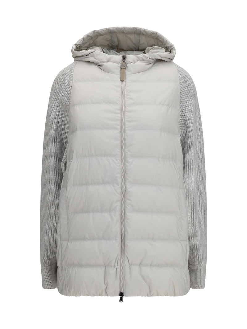 Brunello Cucinelli Brunello Cucinelli Long Monili Chain Puffer Jacket Geyser - World Class Fashion