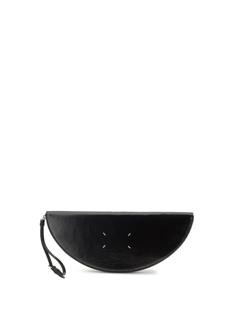 Margiela Margiela Halfmoon Leather Clutch Bag Black - World Class Fashion