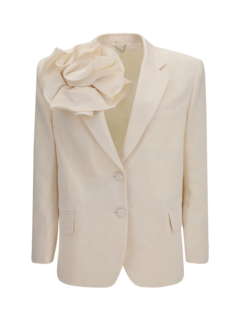 Magda Butrym Magda Butrym Floral Cotton Silk Blazer Cream - World Class Fashion