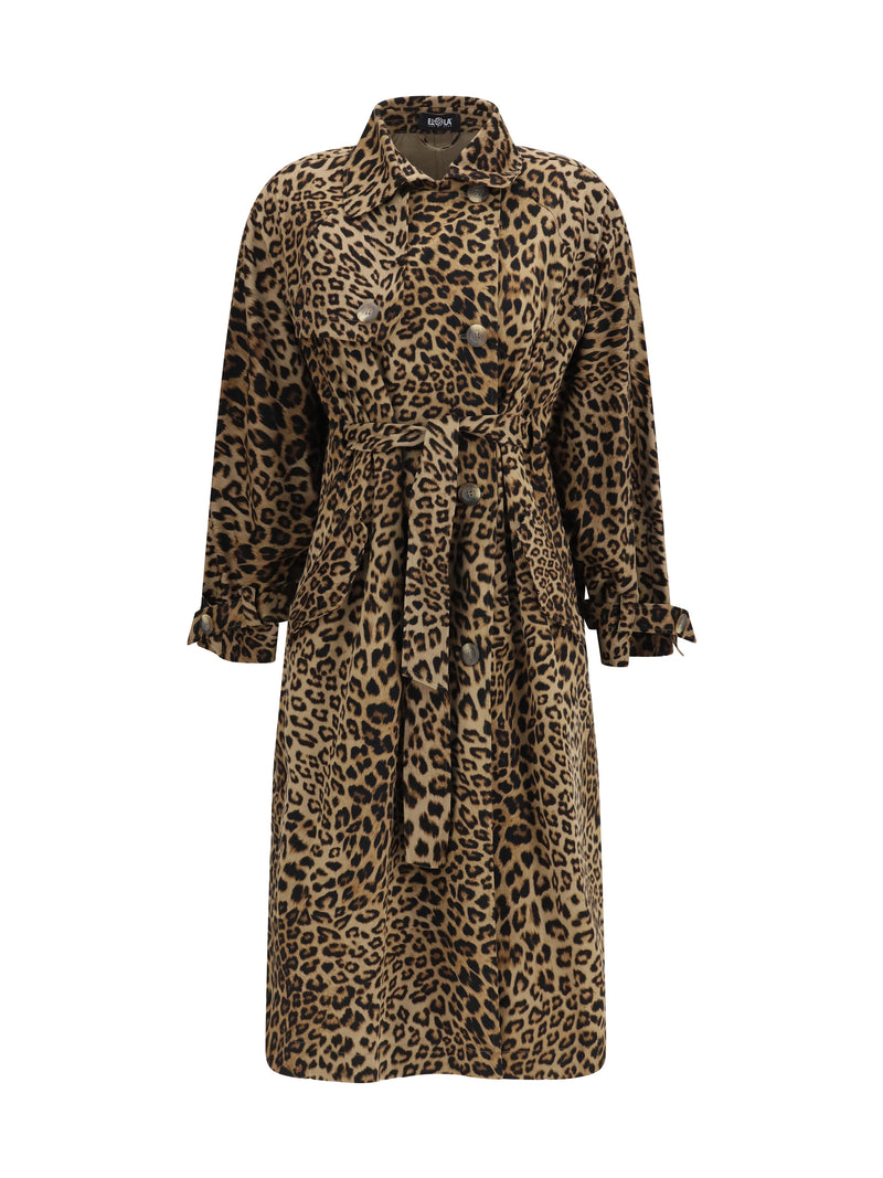 Ella Ella Batwing Sleeve Trench Coat Animalier - World Class Fashion