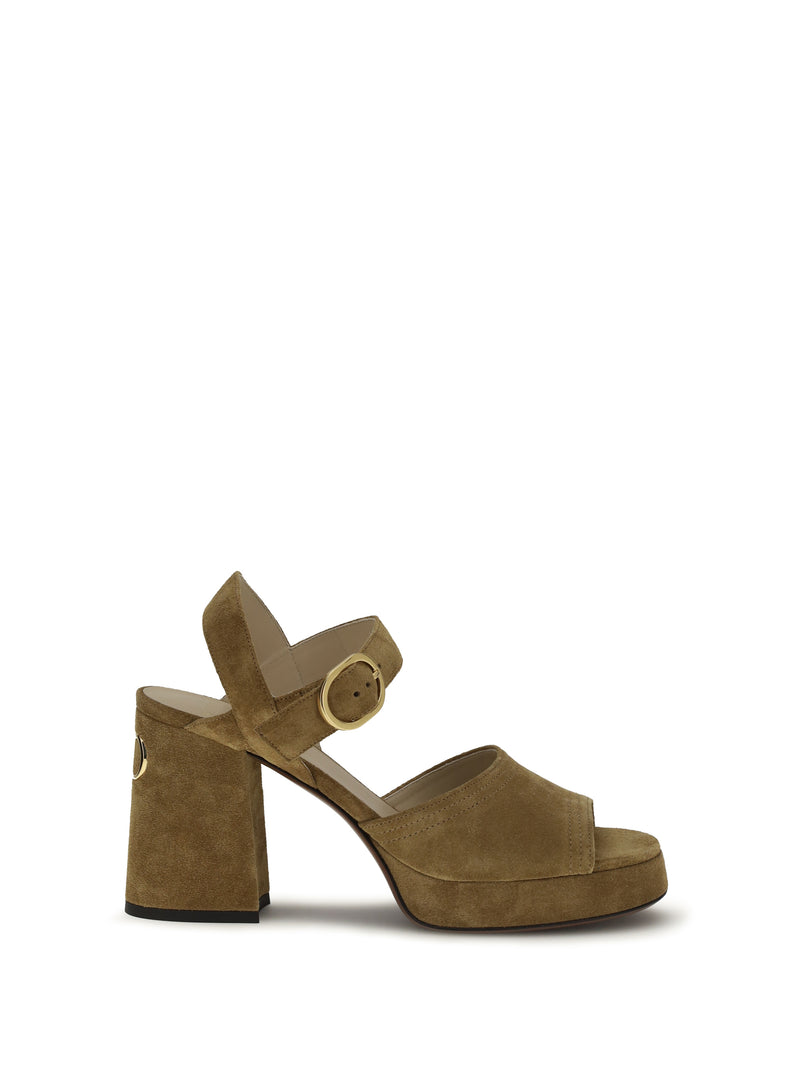 Valentino Garavani Valentino Garavani Fawcette Platform Sandals Havana Beige - World Class Fashion
