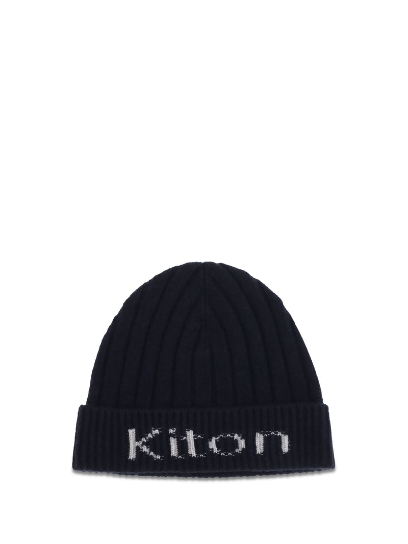 Kiton Kiton Wool Beanie Hat Blue/Grey Men - World Class Fashion