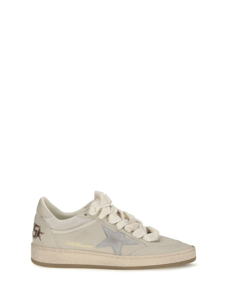 Golden Goose Golden Goose Ball Star Leather Sneakers Cream/Grey - World Class Fashion