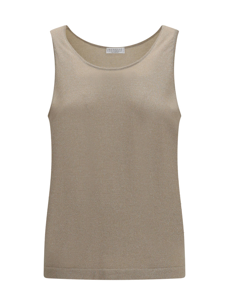 Brunello Cucinelli Brunello Cucinelli Luminous Knit Tank Top Brown - World Class Fashion