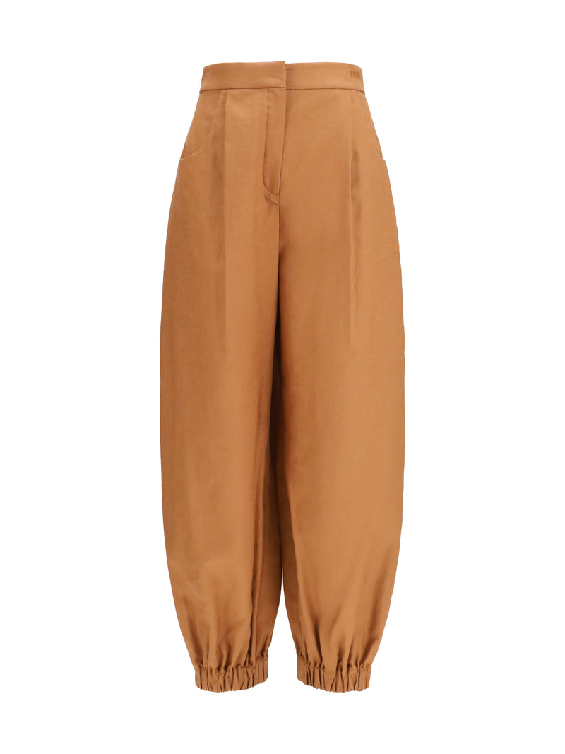 Fendi Fendi Cotton and Linen Balloon Pants Brown Women - World Class Fashion