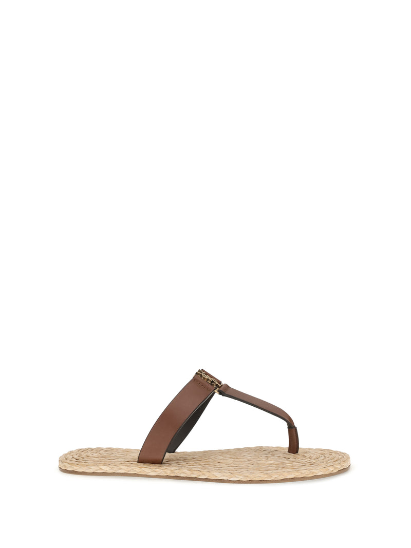Saint Laurent Saint Laurent Babylone Leather Thong Sandals Bruciato - World Class Fashion