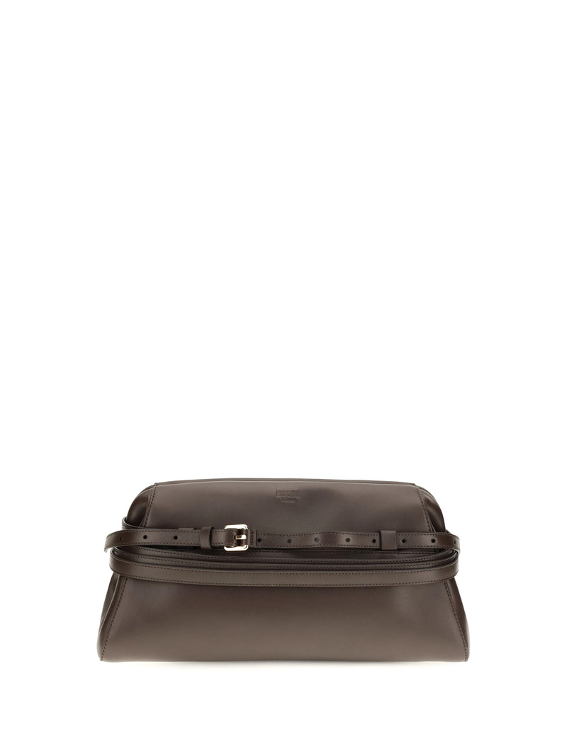 Moschino Moschino Leather Clutch Bag Chocolate Brown - World Class Fashion