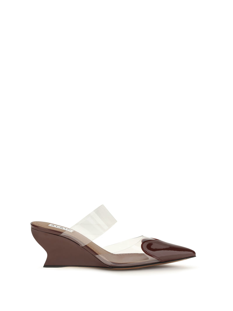 Alaia Alaïa Le Coeur Patent Leather Mules Rouge Grenat - World Class Fashion