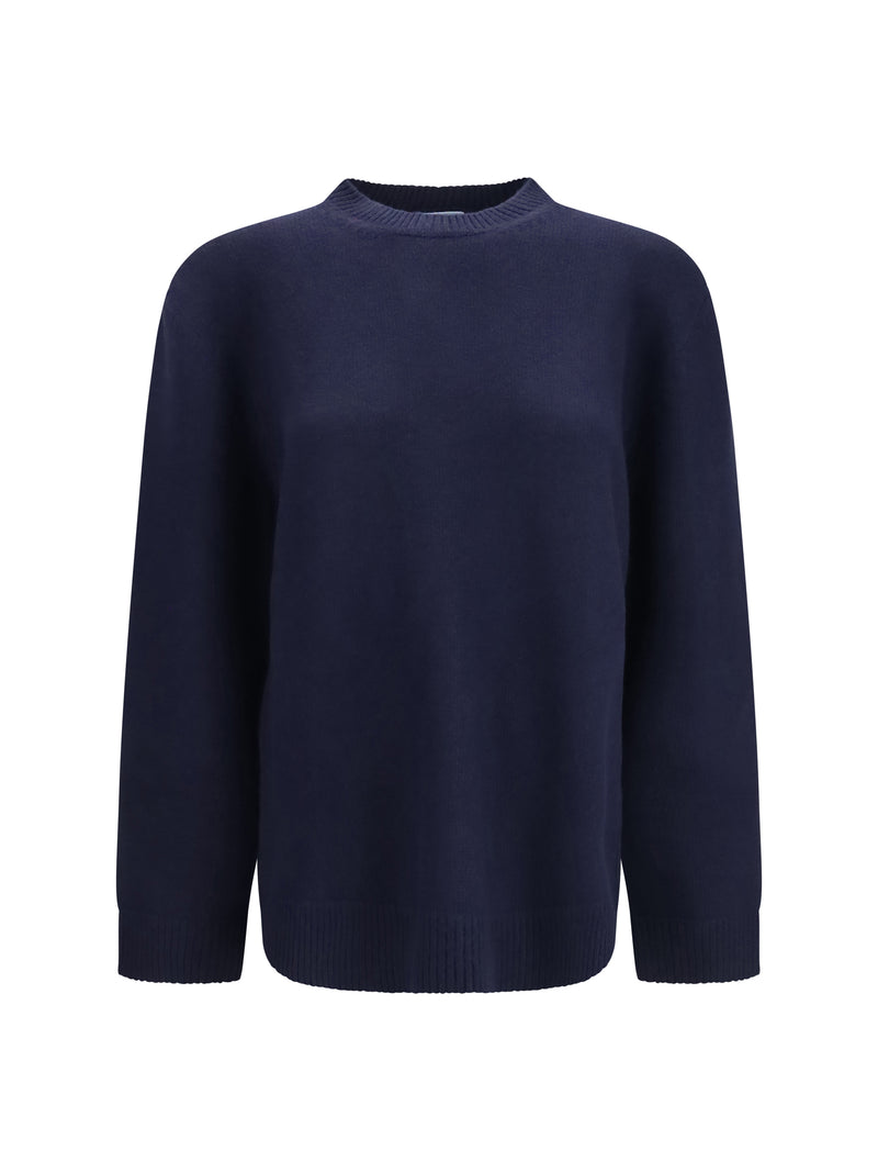 Prada Prada Crewneck Sweater with Suede Elbow Patches Blue - World Class Fashion