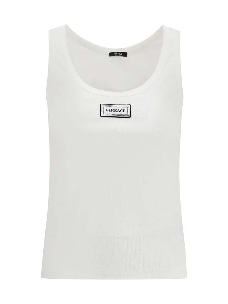 Versace Versace Cotton Rib Stretch Tank Top Optical White - World Class Fashion