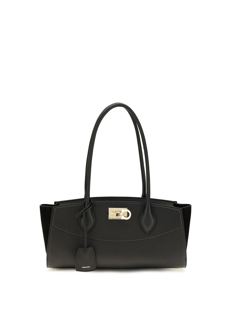 Ferragamo Ferragamo Studio Soft East West Shoulder Bag Black - World Class Fashion
