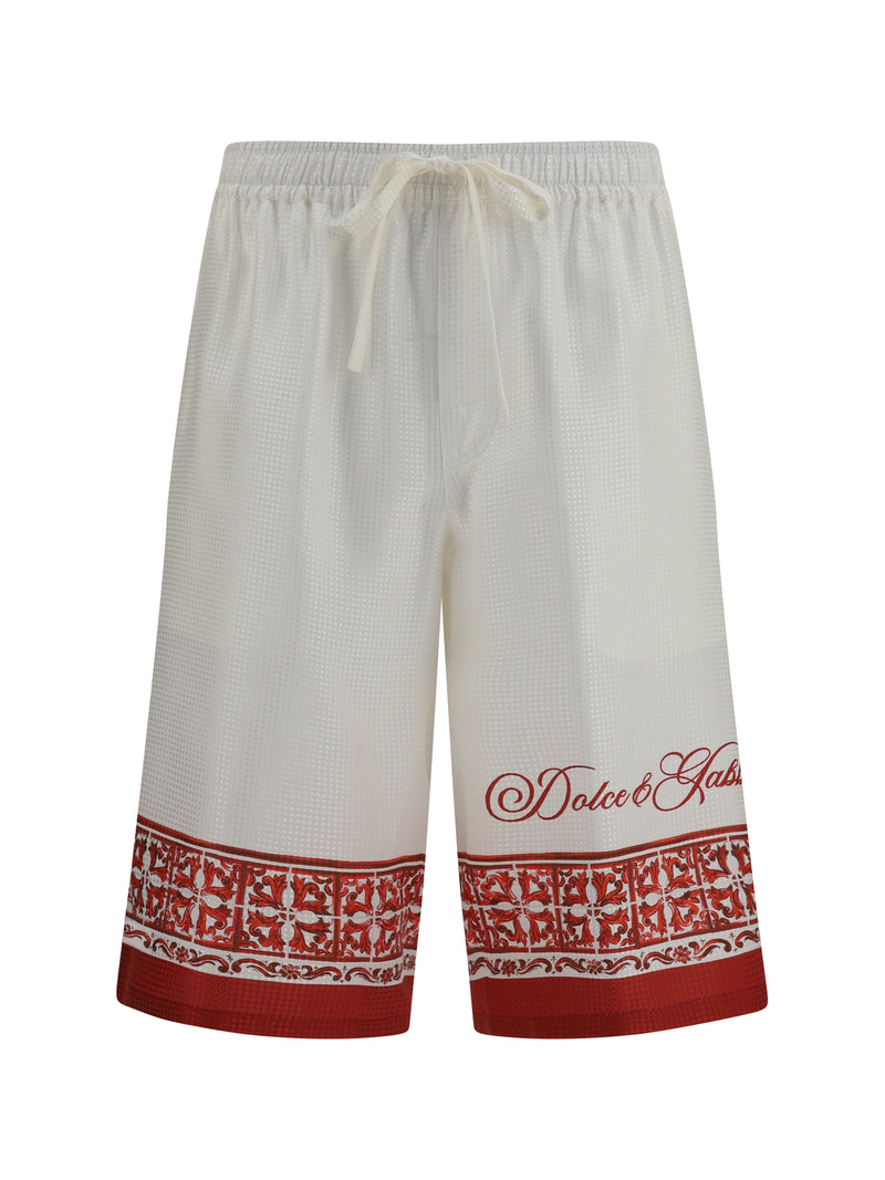 Dolce & Gabbana Dolce & Gabbana Maiolica Print Jacquard Twill Shorts Multicolor - World Class Fashion