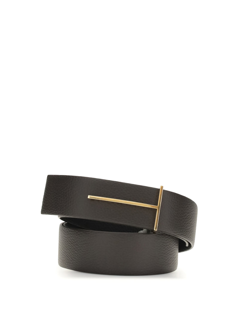 Tom Ford Tom Ford Grain Leather Slim T Reversible Belt Brown/Black - World Class Fashion