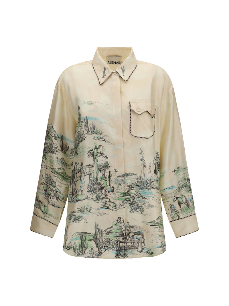 Alemais Alemais Scout Silk Twill Shirt Cream - World Class Fashion