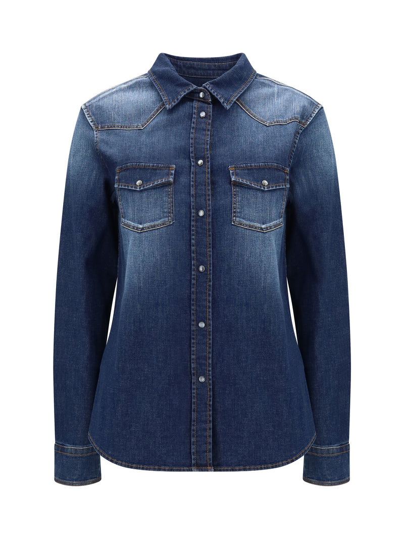 Jacob Cohen Jacob Cohen Lightweight Denim Western Shirt Blue - World Class Fashion
