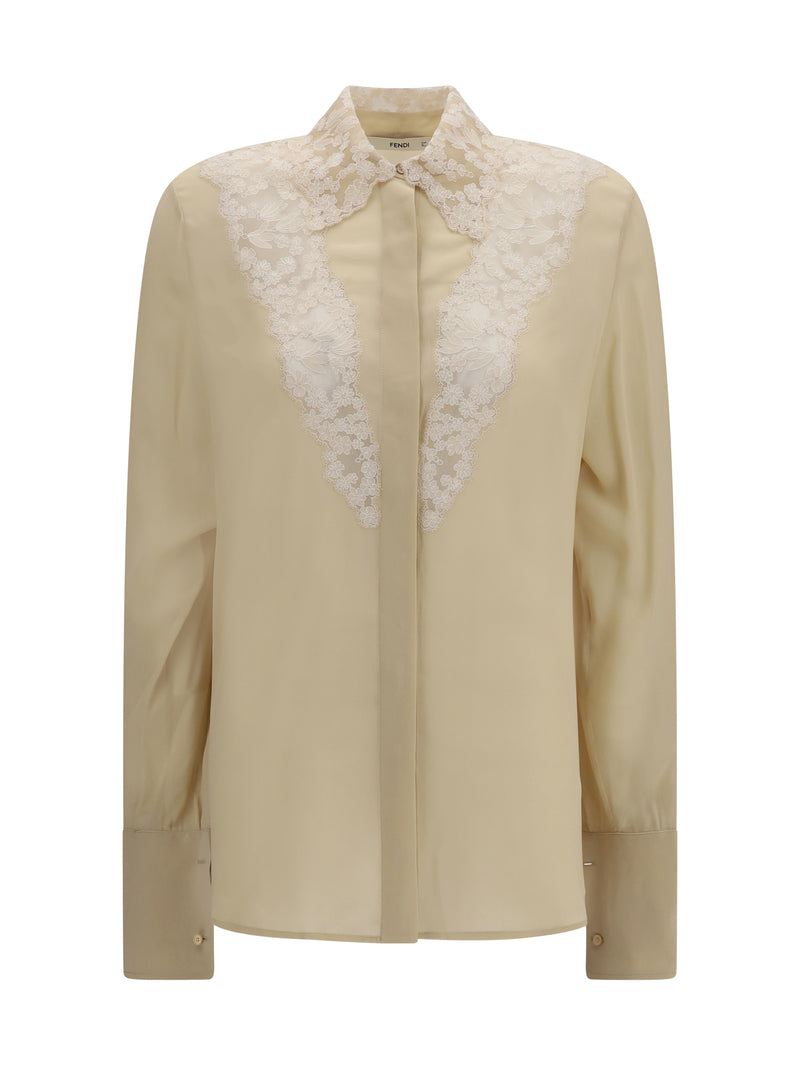 Fendi Fendi Georgette Silk Shirt Pergamena - World Class Fashion