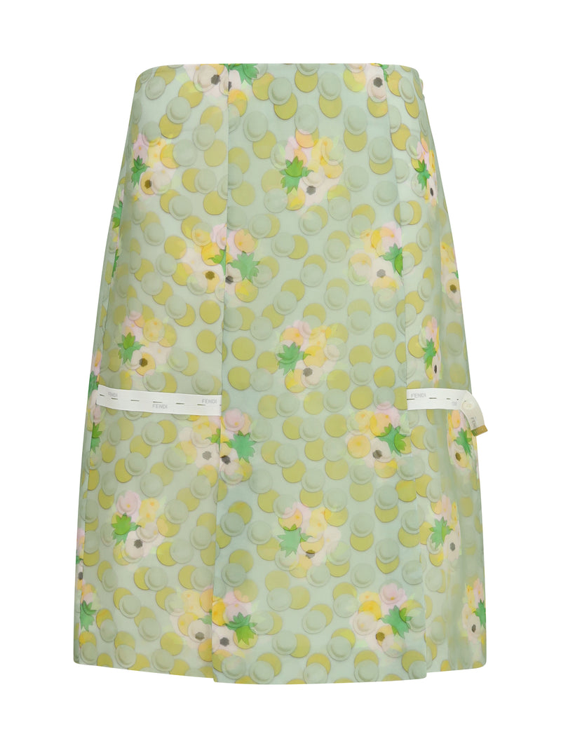 Fendi Fendi Bouquet Organza Skirt Light Green - World Class Fashion