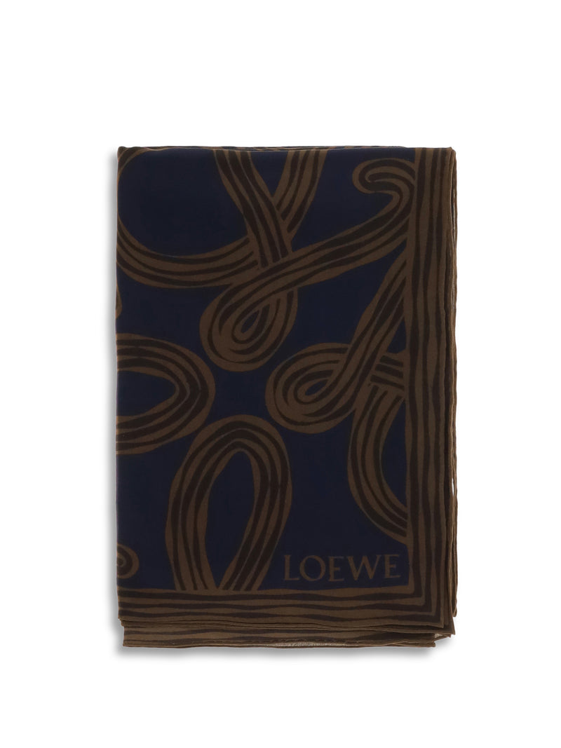 Loewe Loewe Silk Scarf by Loewe X Paula’s Ibiza Navy/Brown - World Class Fashion
