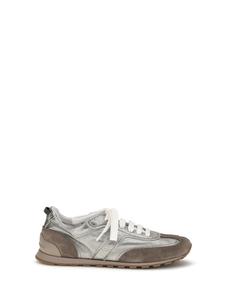 Brunello Cucinelli Brunello Cucinelli Suede Sneakers Titanium Women - World Class Fashion