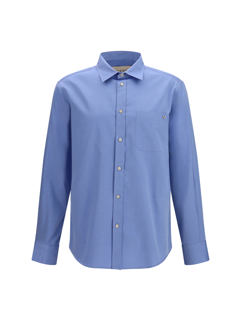 Valentino Valentino Lightweight Cotton Shirt VGold Cloudless Sky - World Class Fashion