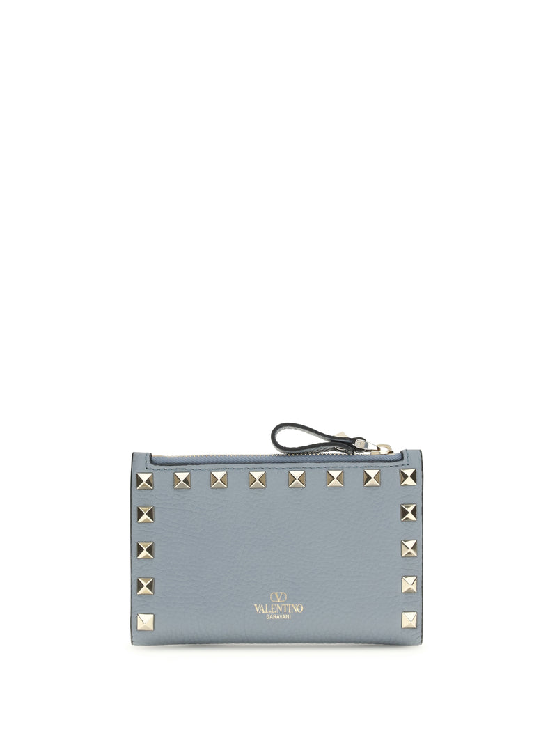 Valentino Garavani Valentino Garavani Leather Card Holder Stone Grey - World Class Fashion