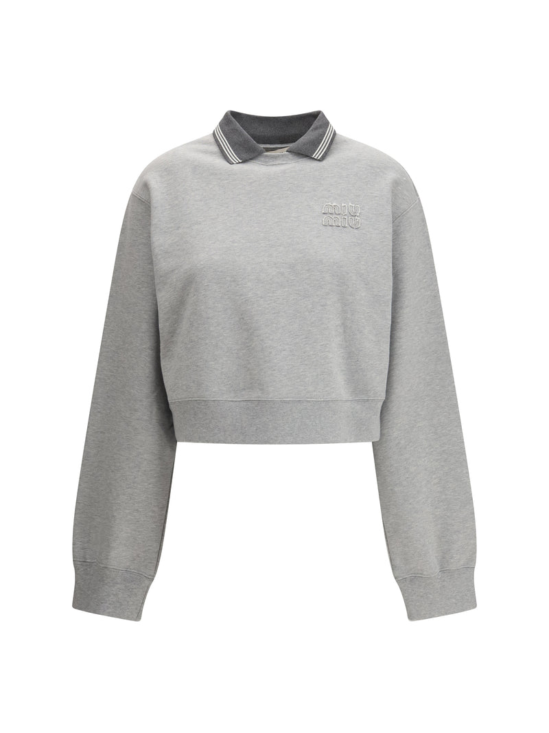 Miu Miu Miu Miu Embroidered Logo Sweater Grigio - World Class Fashion