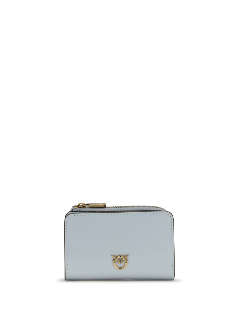 Pinko Pinko Zip Card Holder Azzurro Celeste-Antique Gold - World Class Fashion