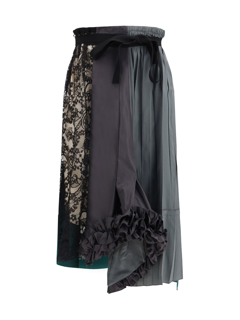 Prada Prada Patchwork Midi Skirt With Panel Construction - World Class Fashion