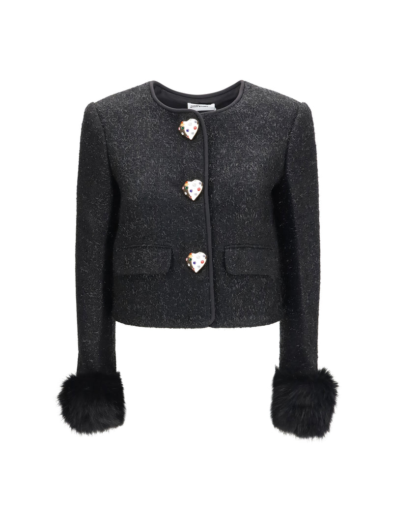 Self-portrait Self-portrait Metallic Bouclé Jacket Black - World Class Fashion