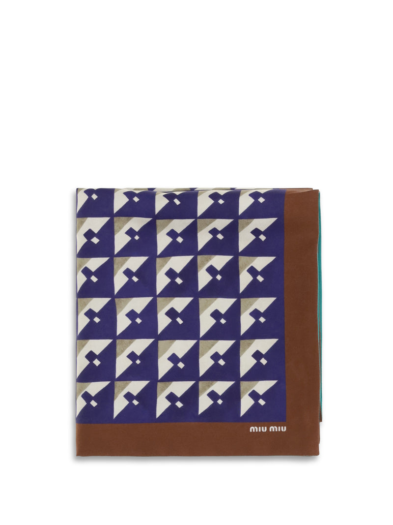 Miu Miu Miu Miu Geometric Print Scarf Tabacco+Inchiostro - World Class Fashion