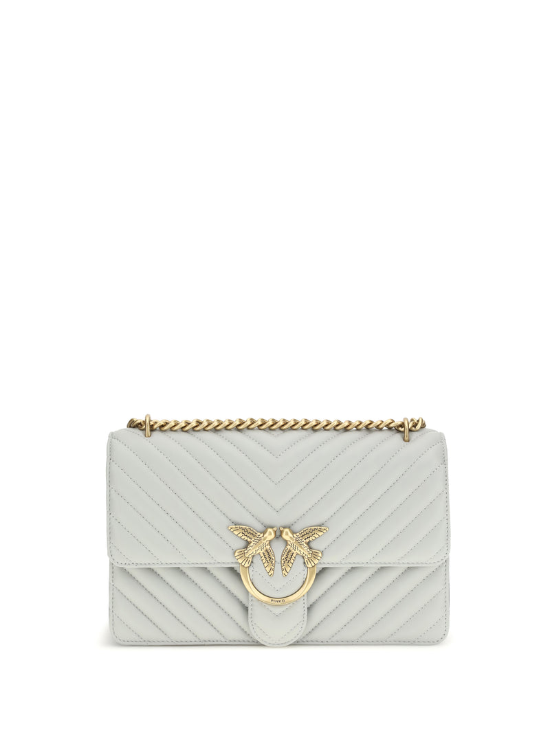 Pinko Pinko Love One Classic Shoulder Bag Grey Pearl-Antique Gold - World Class Fashion