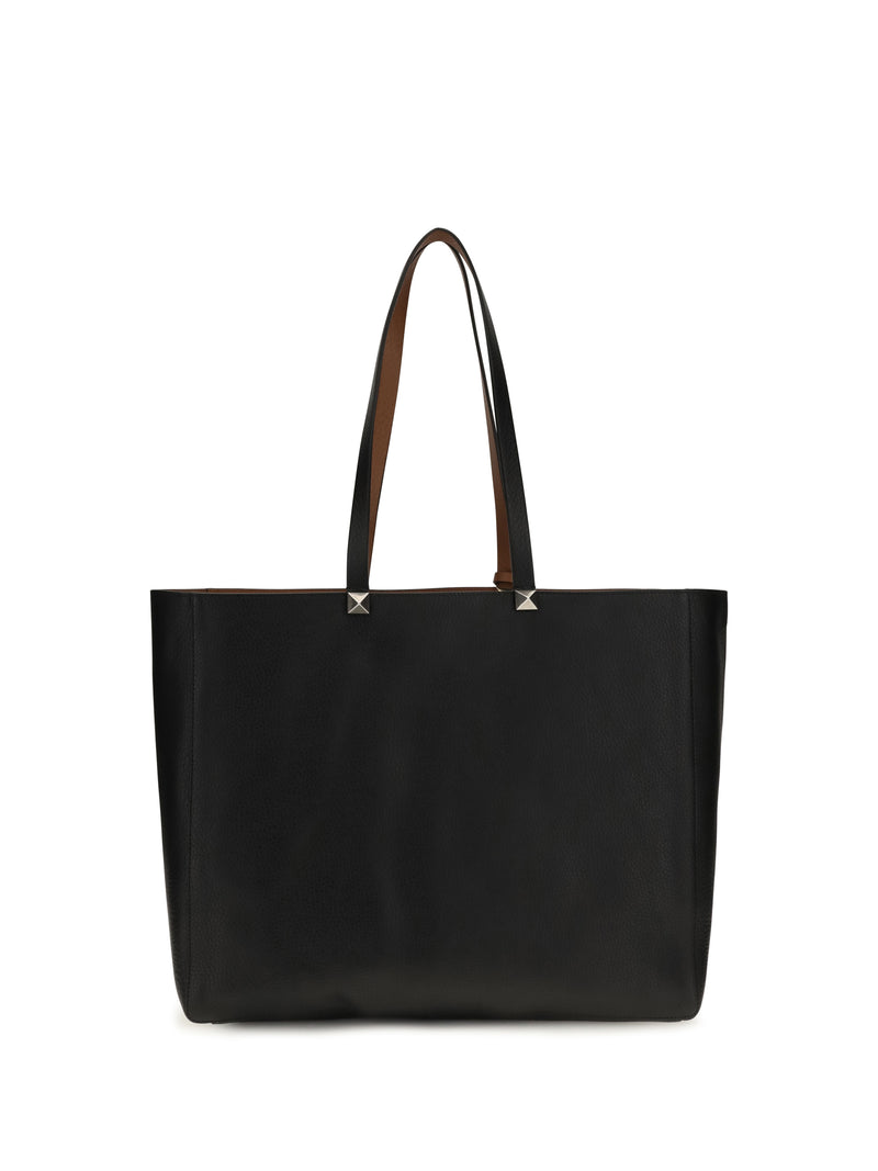 Valentino Garavani Valentino Garavani Reversible Rockstud Calfskin Tote Bag Nero - World Class Fashion