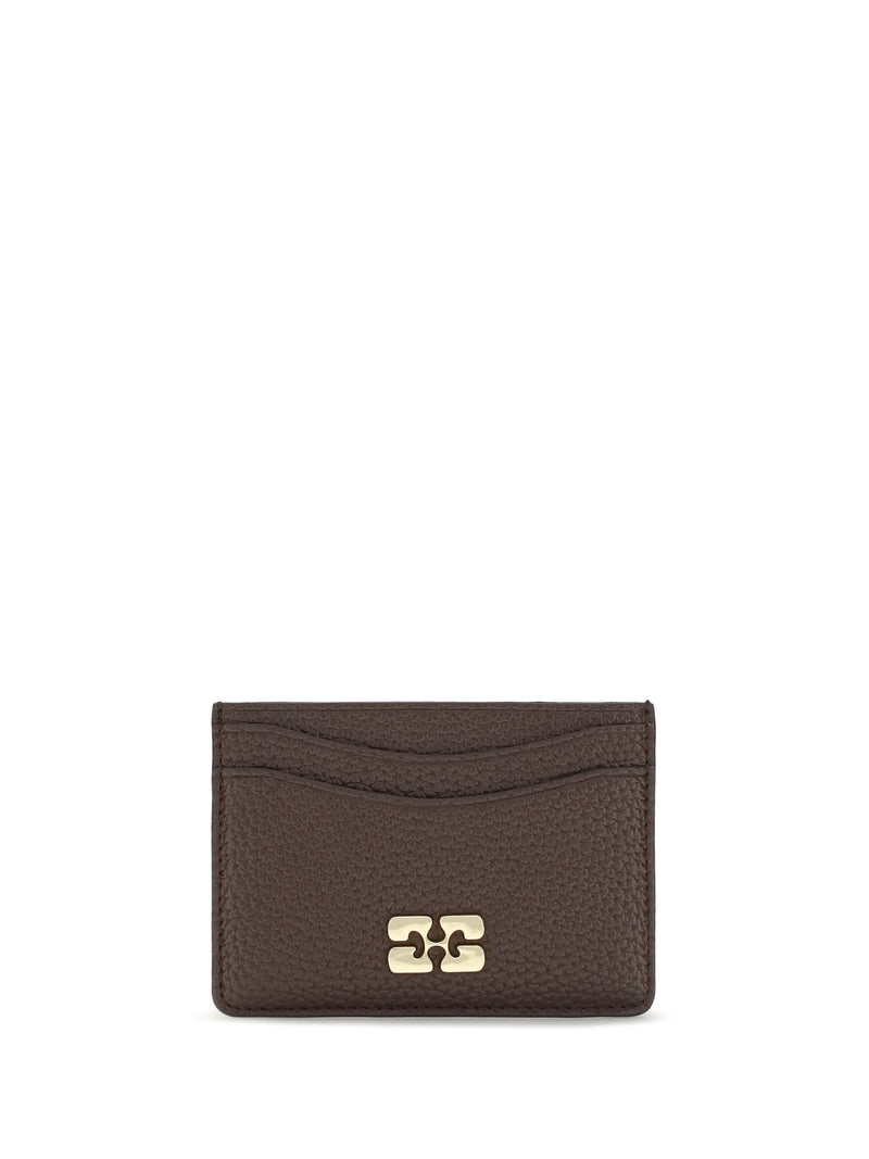 Ganni Ganni Textured Faux Leather Card Holder Chicory Coffee - World Class Fashion