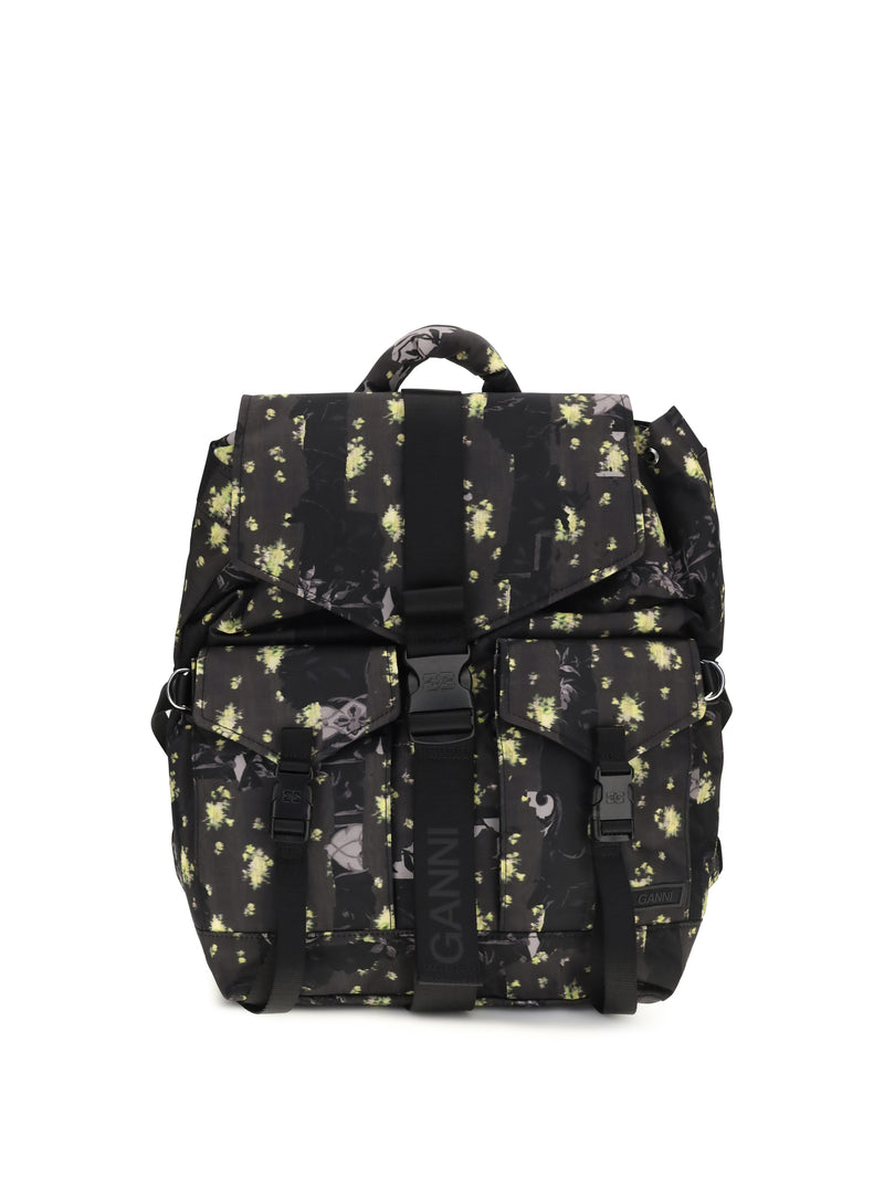 Ganni Ganni Re-tech Nylon Print Backpack Mulch - World Class Fashion