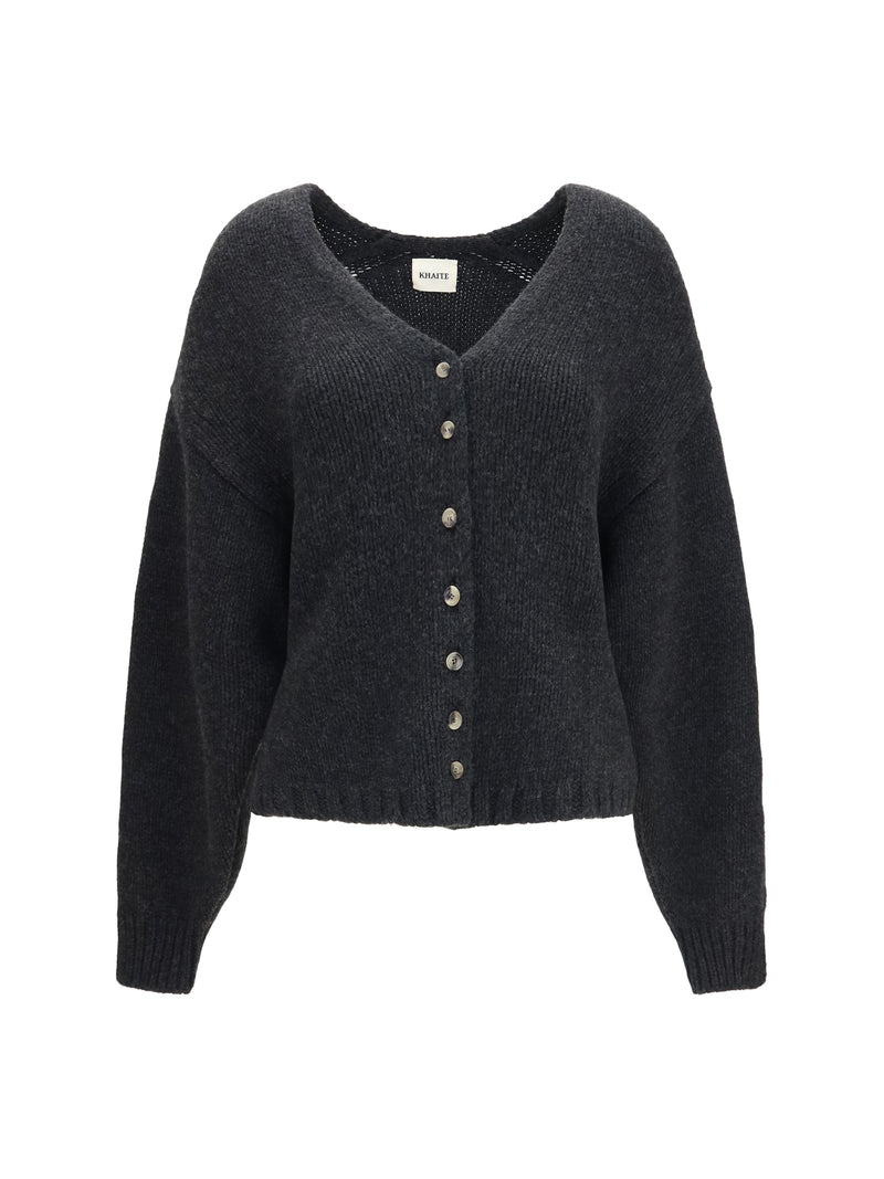 Khaite Khaite Axel V-neck Cardigan Charcoal - World Class Fashion
