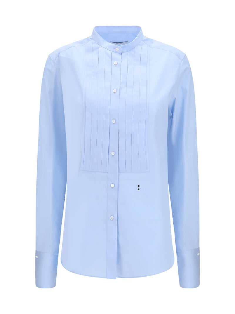 Fendi Fendi Cotton Poplin Shirt Celeste - World Class Fashion