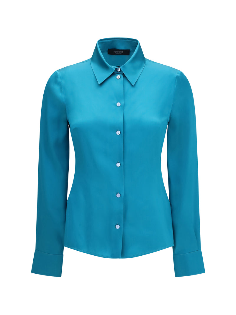 Gucci Gucci Silk Satin Shirt Twilight Sea Women - World Class Fashion