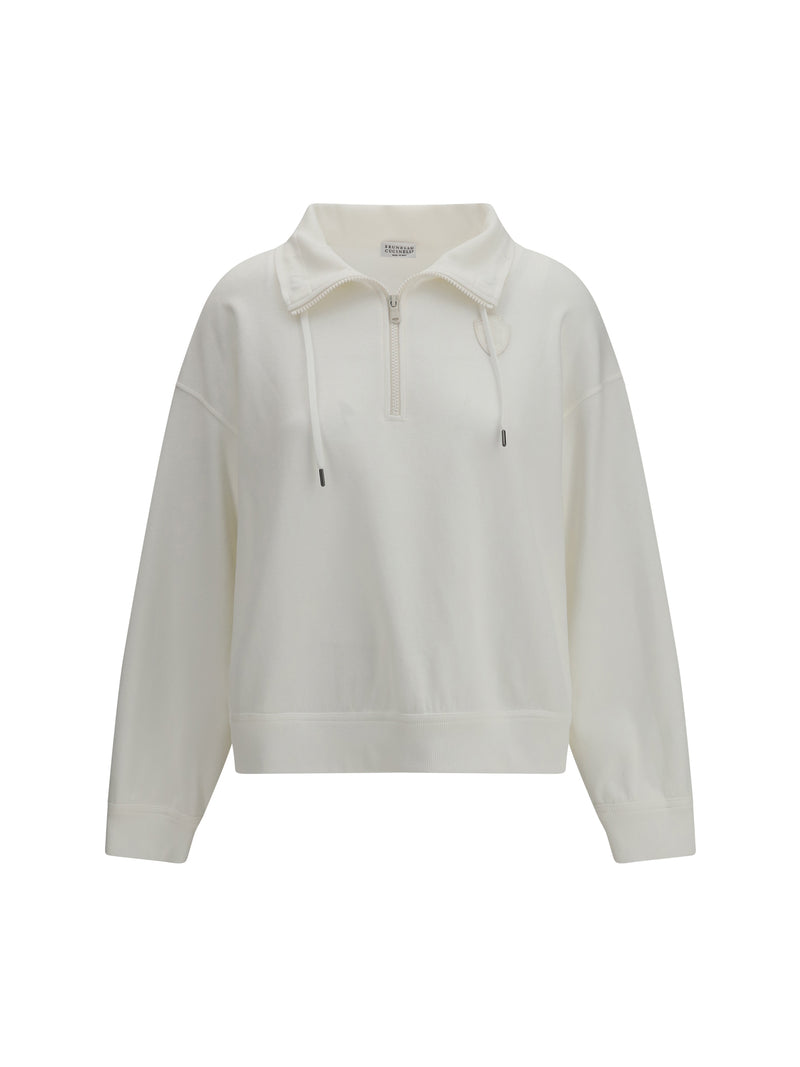Brunello Cucinelli Brunello Cucinelli Sweatshirt With Logo Patch Off White - World Class Fashion